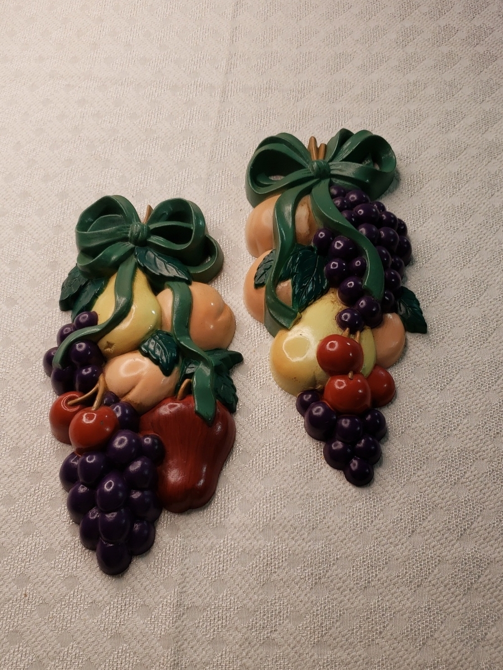 Burwood Hand-Painted Fruit Wall Accent Pair in Green Ribbon